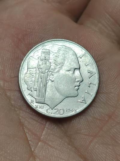 2026年第四十场(总第二百零九场）外国好品散币场(免佣金) - 意大利王国1943年20分(维托里奥·埃马努埃莱三世第四版，R标罗马造，有磁版，关门年)