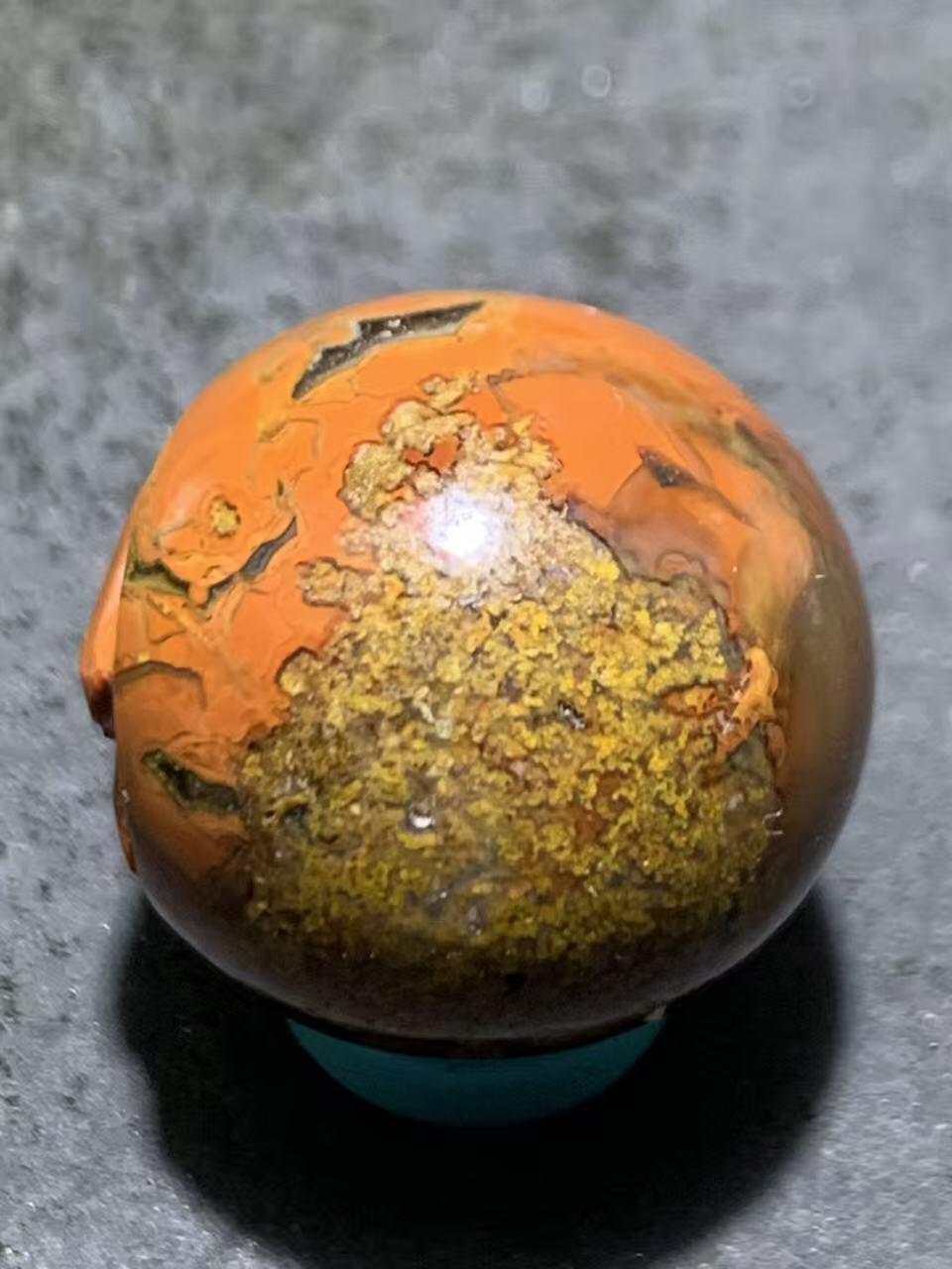 精美亚光草花纹战国红玛瑙手工俏色巧雕大象2.0圆珠一个