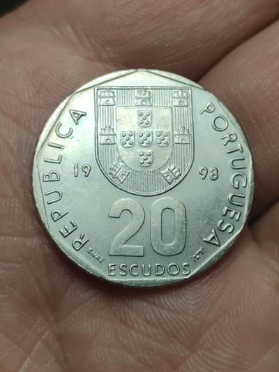 2026年第四十场(总第二百零九场）外国好品散币场(免佣金) - 葡萄牙🇵🇹1998年20埃斯库多(共和国第六套流通硬币第二版，大图例版首发年)
