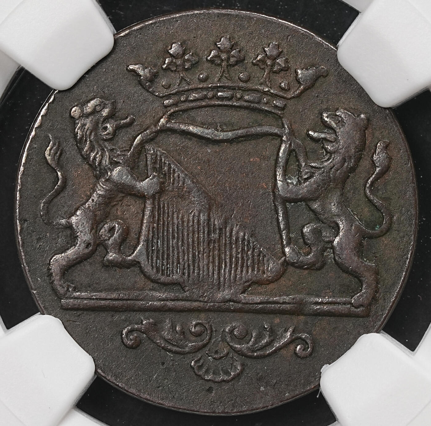 修遠堂世界钱币第110期 NGC XF45BN 1786 年荷兰乌得勒支省1杜特铜币