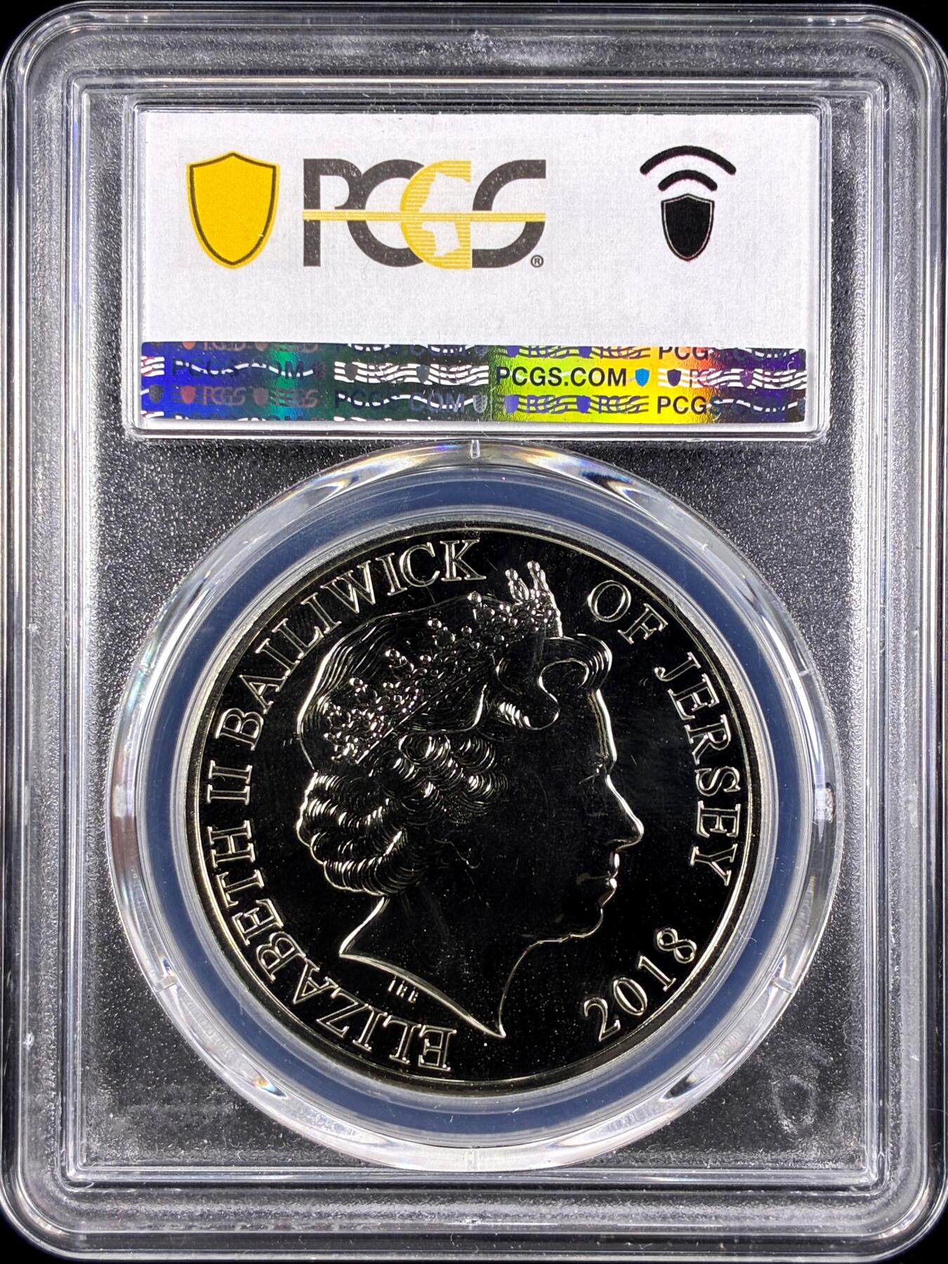 【雨安】【直播拍卖】【第0131期-评级币章】2026-04-04 周六 19:30 (金价1060, 银价18.08)  [评级现代] Jersey 泽西 5镑 2018年 皇家空军  PCGS-MS68