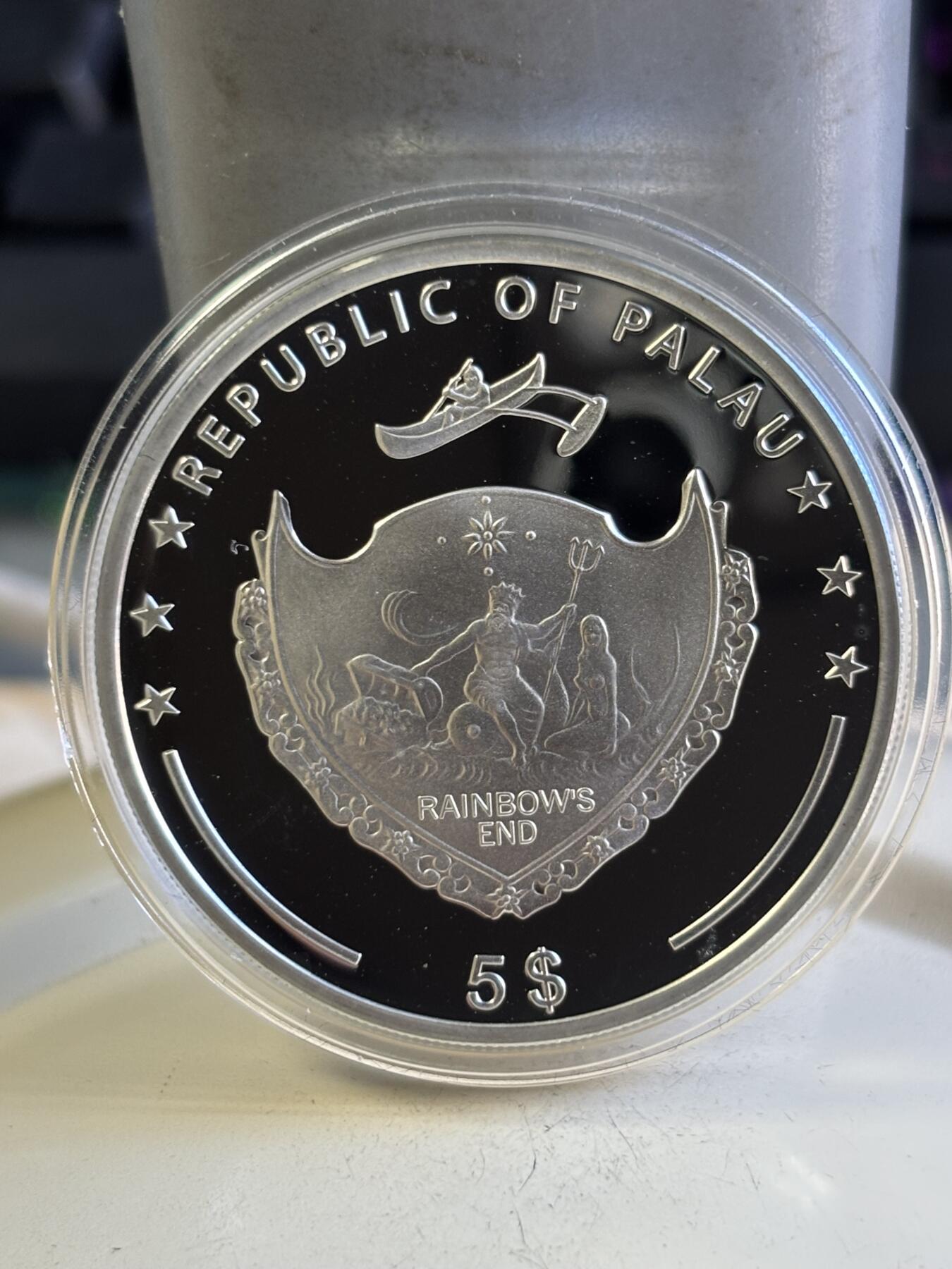 第196期拍卖 帕劳2010年文森峰山脉与花卉系列彩色纪念银币，925银，25克