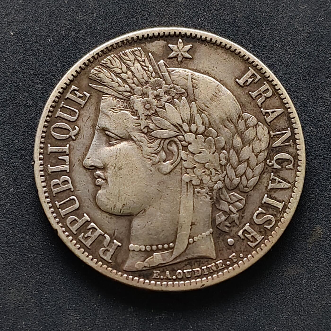 【全场包邮】纯粹捡漏拍519场 法国1870年花冠女神5法郎银币【37毫米25克90%】