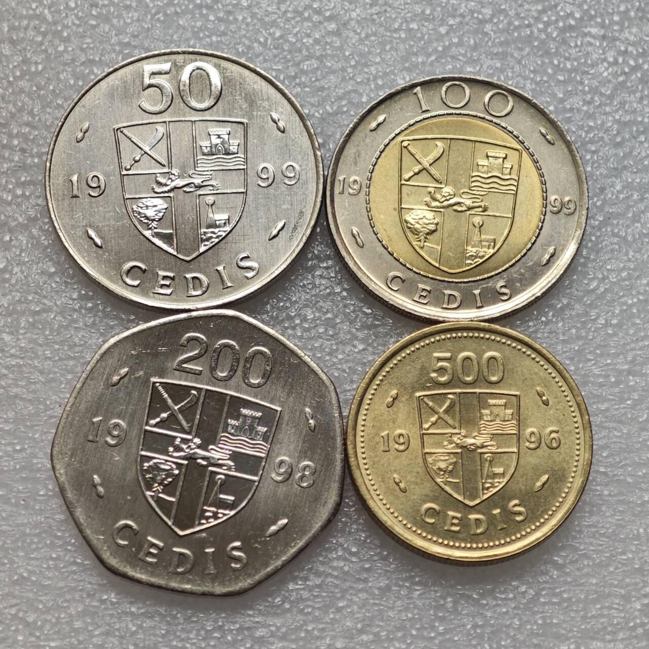  【淘币小摊】限时拍第八百九十二拍   教皇国塞舌尔加纳危地马拉场    每周一统一发货 加纳1996-1999年高面值4枚套