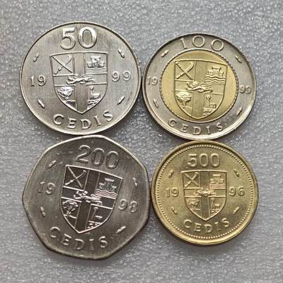  【淘币小摊】限时拍第八百九十二拍   教皇国塞舌尔加纳危地马拉场    每周一统一发货 - 加纳1996-1999年高面值4枚套