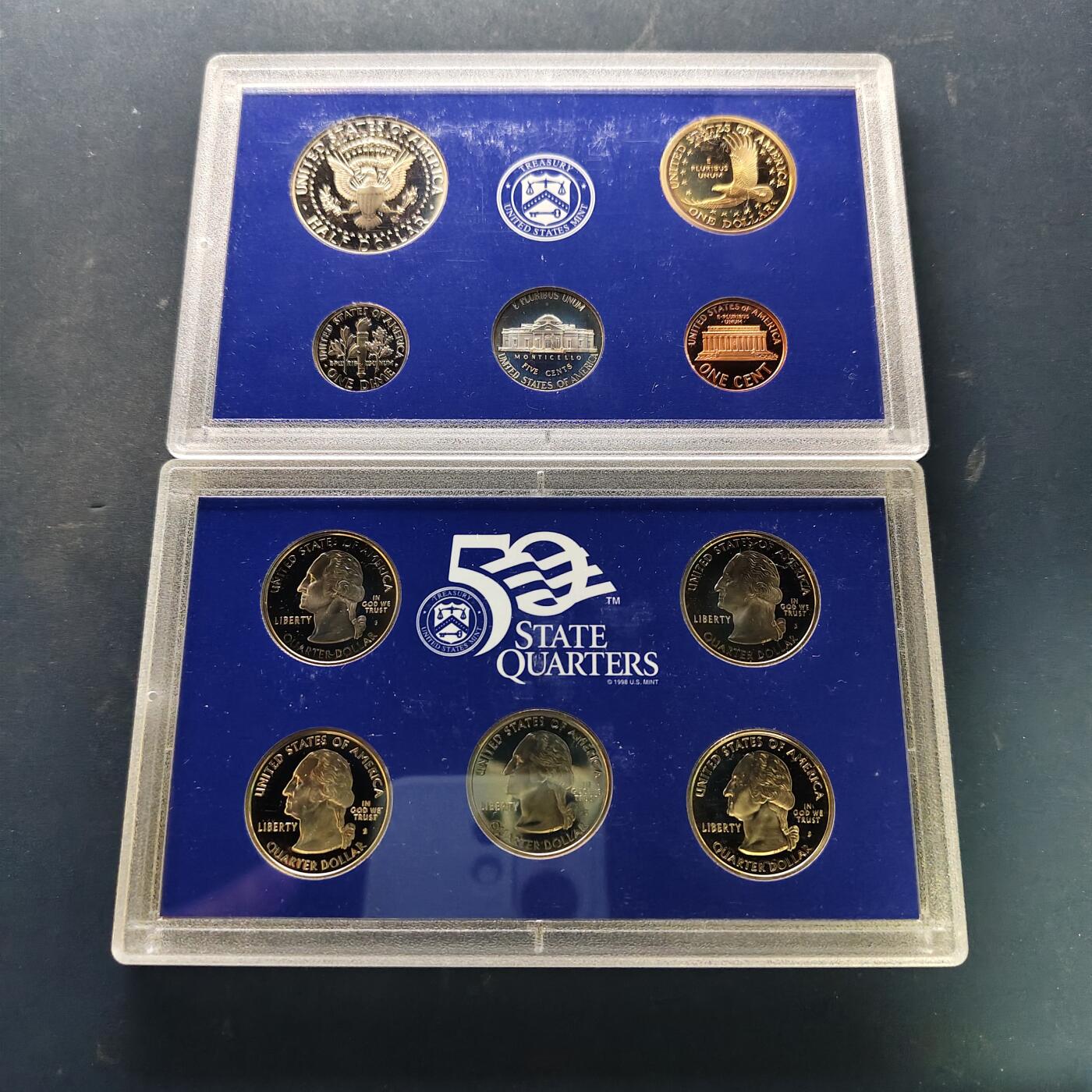 【全场包邮】纯粹捡漏拍519场 美国2006年官方封装精制套币（流通币一盒+州币一盒）-盒证全