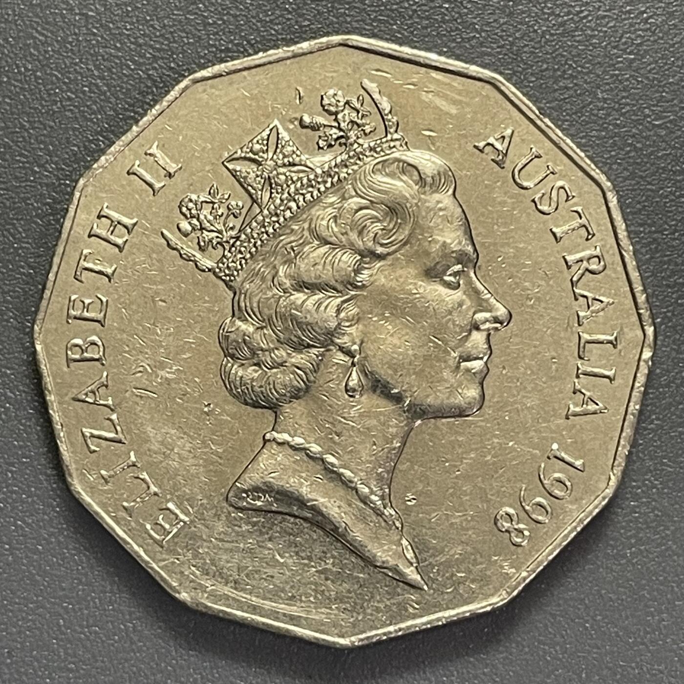 回流0405 澳大利亚1998年50分12边形纪念币 巴斯海峡发现200周年