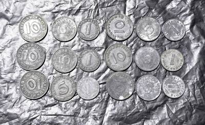 北京马甸外国币专卖第149期，外国币专场，陆续上拍，欢迎关注 - 德国帝国10，5，1铅锌芬尼6套