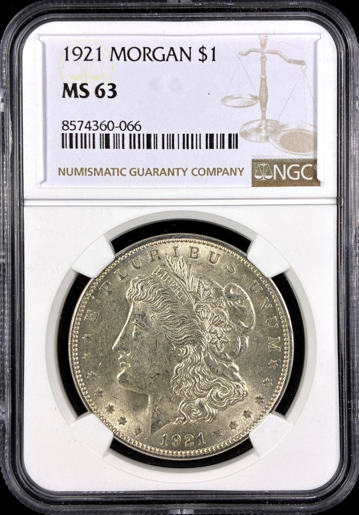 【雨安】【直播拍卖】【第0131期-评级币章】2026-04-04 周六 19:30 (金价1060, 银价18.08)  [评级美洲] USA 美国 1美元 (1878-1921) 摩根 1921年  NGC-MS63