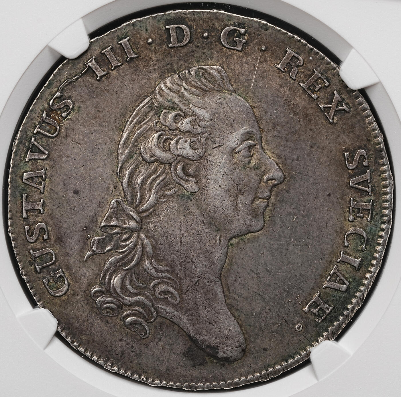 修遠堂世界钱币第110期 NGC AU53 瑞典1776年古斯塔夫三世1达勒大银币-小十字版
