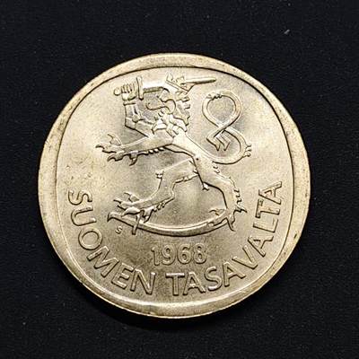 【全场包邮】纯粹捡漏拍518场 - 芬兰1968年狮徽1马克银币【27.5毫米8.3克35%】