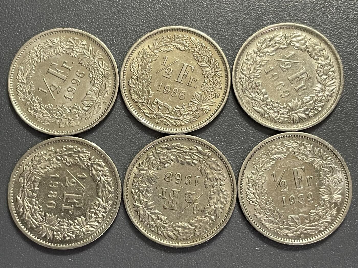回流0405 瑞士1/2法郎6枚