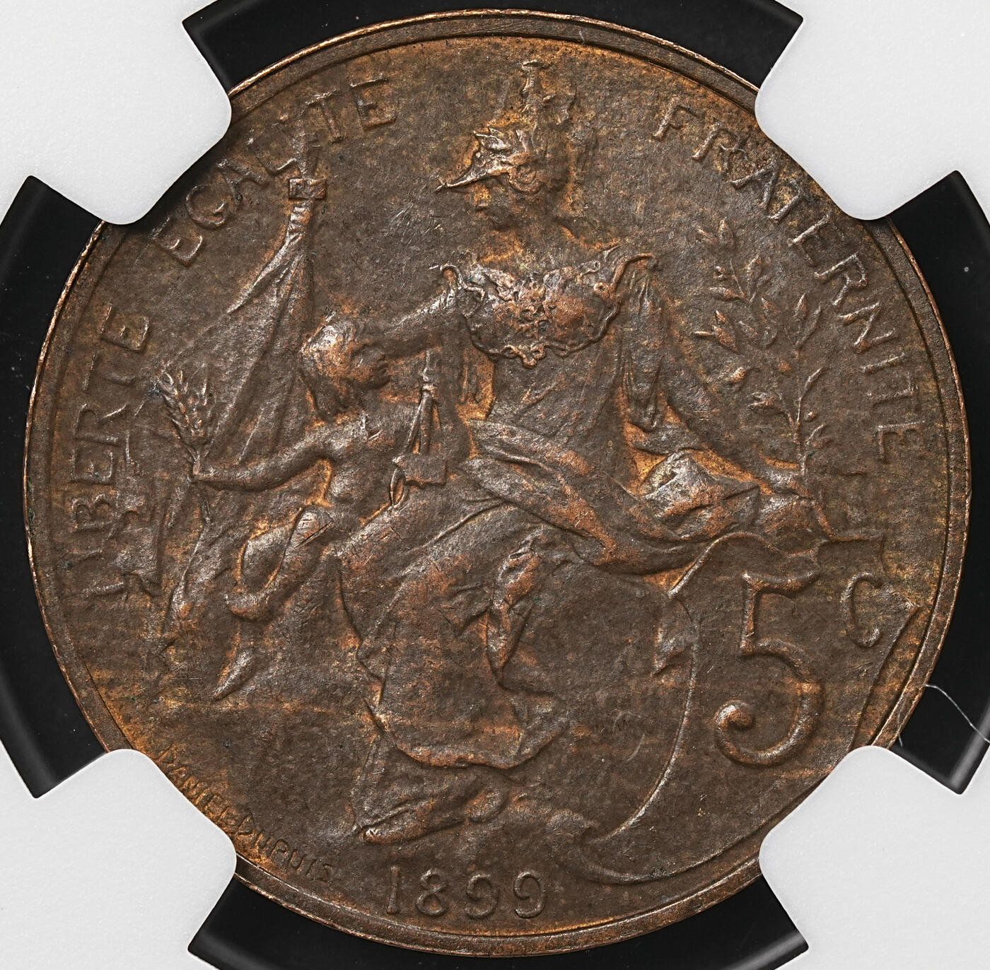 修遠堂世界钱币第110期 NGC AU58BN 1899年法国5分铜币