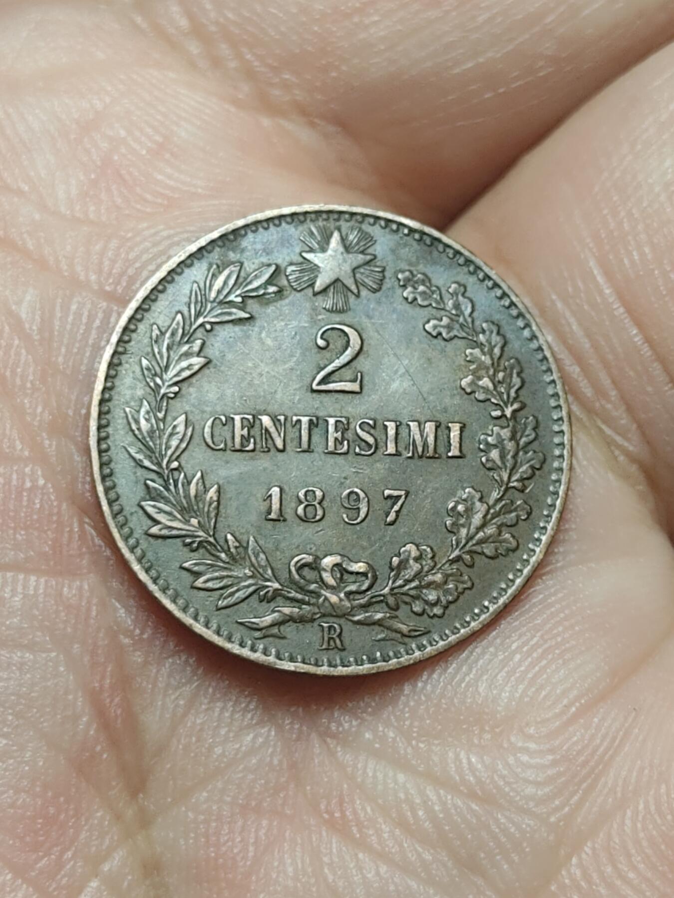2026年第四十场(总第二百零九场）外国好品散币场(免佣金) 少见好品–意大利王国1897年2分(翁贝托一世时期，R标罗马造)