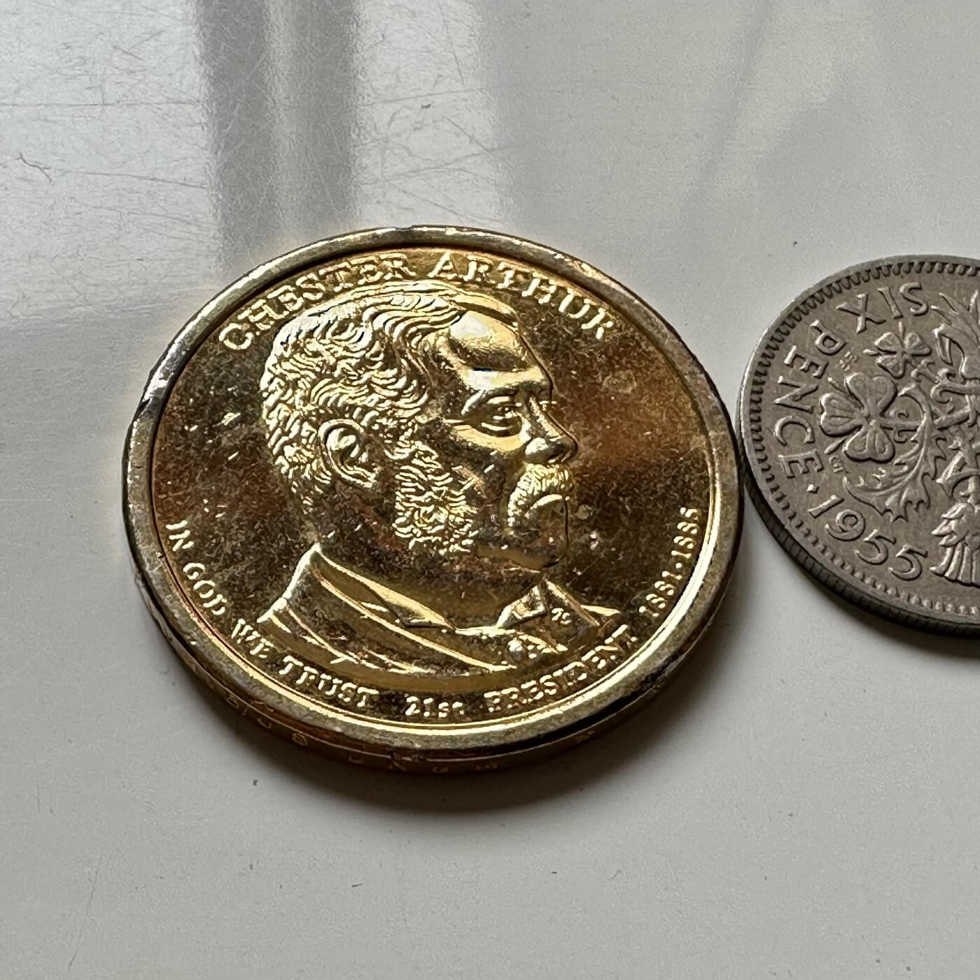 🌹外币初藏🌹🐯2026年第37场   每周二四六晚8️⃣点 接代拍 美国 切斯特·阿瑟 1美元总统纪念币 镀金