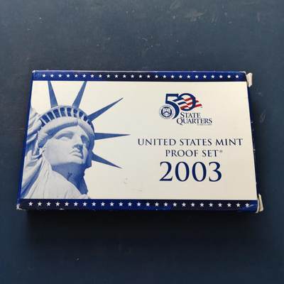 【全场包邮】纯粹捡漏拍519场 - 美国2003年官方封装精制套币（流通币一盒+州币一盒）-原盒无证书