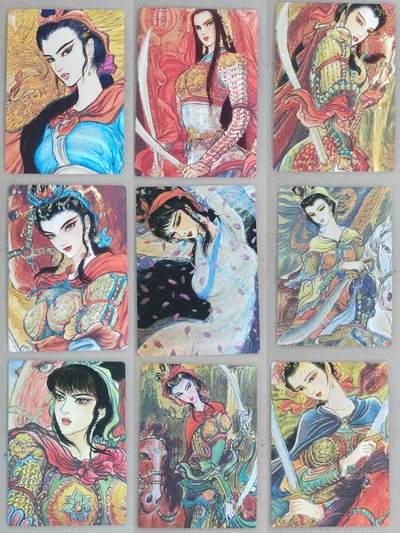 龙虎卡牌-八一场（满200元包邮，无佣金，每周六结拍，欢迎送拍） - 粗闪9张 昆仑万象 权迎东手绘复刻 - 扈三娘手绘九宫