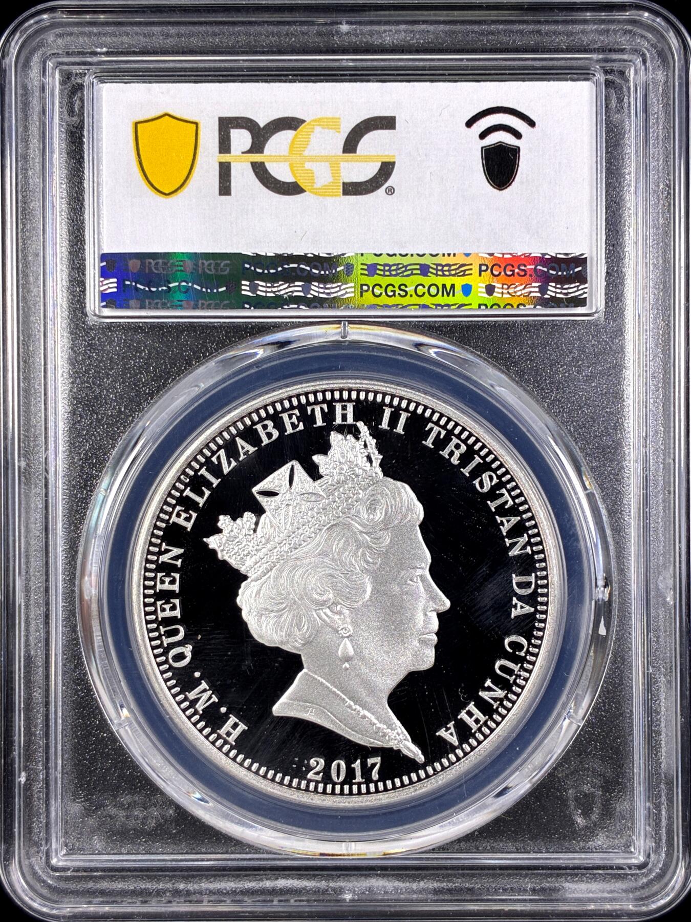 【雨安】【直播拍卖】【第0131期-评级币章】2026-04-04 周六 19:30 (金价1060, 银价18.08)  [评级现代] Tristan da Cunha 特里斯坦-达库尼亚群岛 5镑 2017年 铂金婚 PCGS-PL69