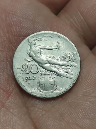 2026年第四十场(总第二百零九场）外国好品散币场(免佣金) - 意大利王国1910年20分(维托里奥·埃马努埃莱三世第二版，R标罗马造)
