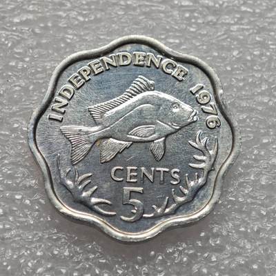  【淘币小摊】限时拍第八百九十二拍   教皇国塞舌尔加纳危地马拉场    每周一统一发货 - 塞舌尔1976年独立总统版5分铝币好品 km22