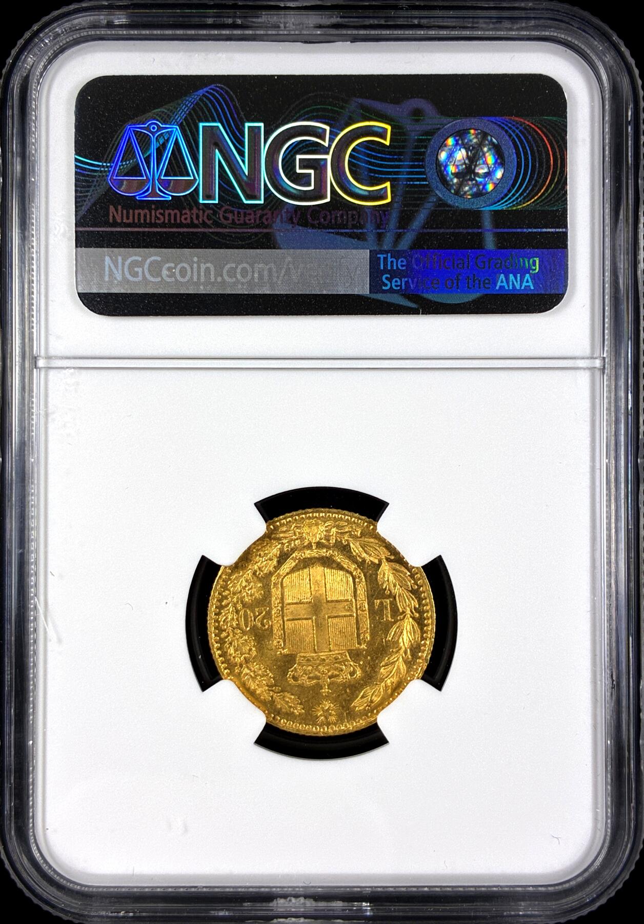 【雨安】【直播拍卖】【第0131期-评级币章】2026-04-04 周六 19:30 (金价1060, 银价18.08)  [评级金铂] Italy [金币] 意大利 20里拉 1882年 温贝托一世  NGC-MS63