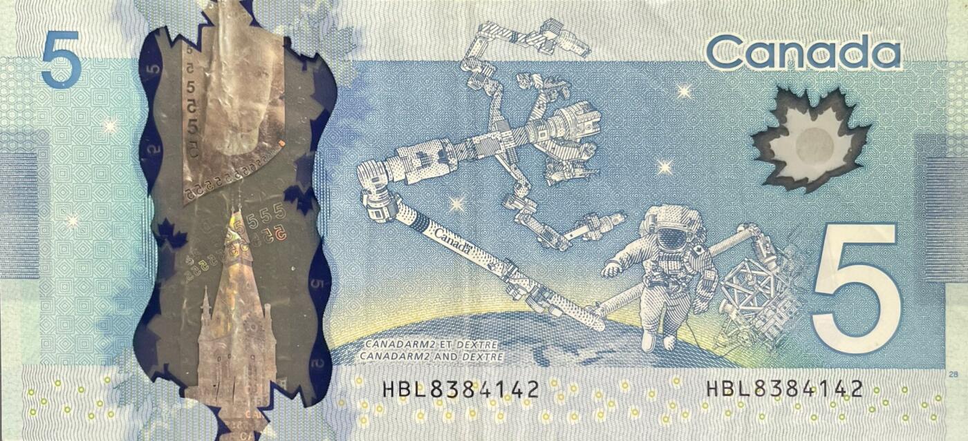 回流0406 加拿大2013年版5加元（¥27）塑料钞（旅行系列）