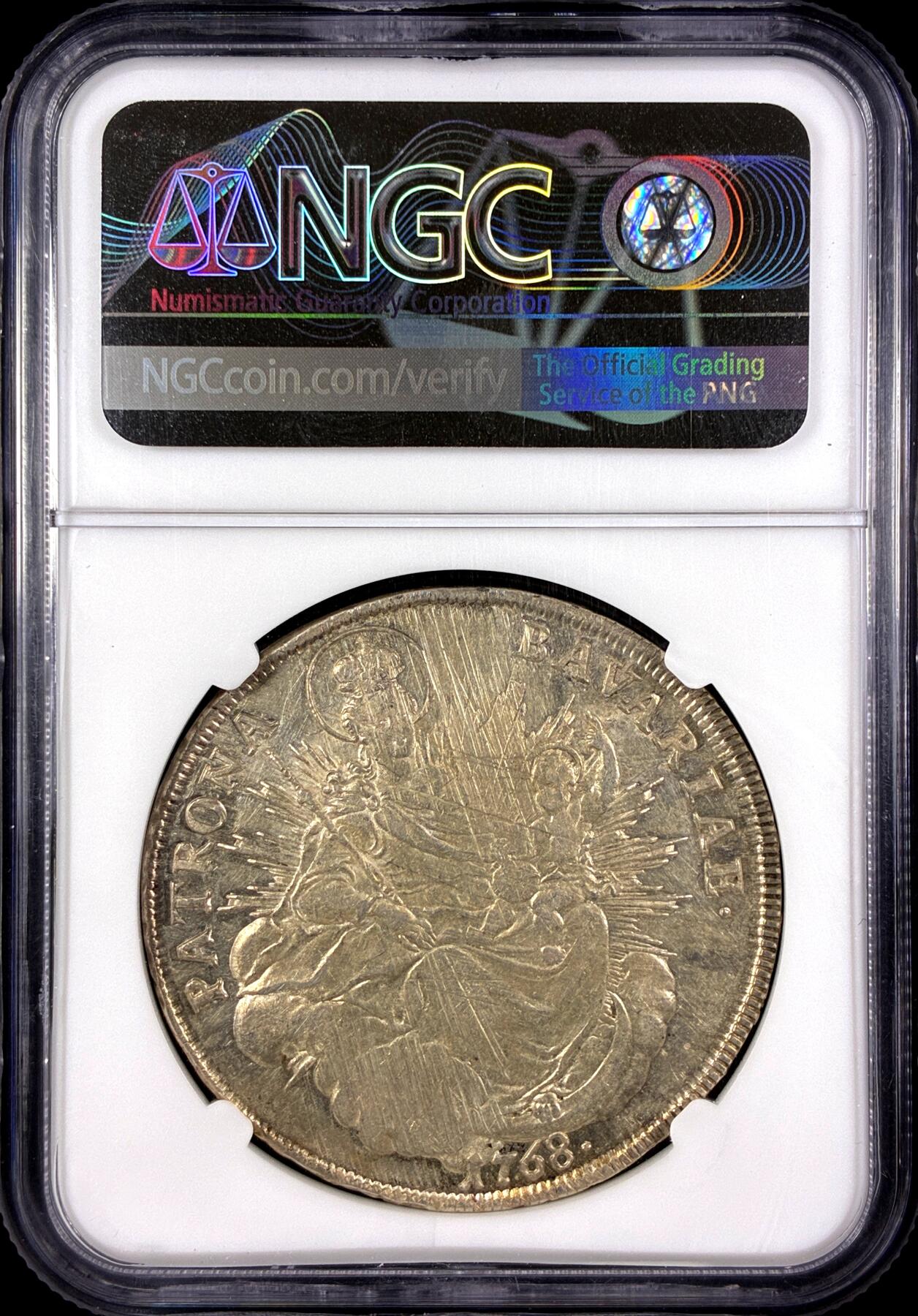 【雨安】【直播拍卖】【第0131期-评级币章】2026-04-04 周六 19:30 (金价1060, 银价18.08)  [评级德国] Germany 德国 德意志 1泰勒 Bavaria巴伐利亚 KM#0519 马克西米利安三世·约瑟夫.圣母抱婴 1768年  NGC-AU