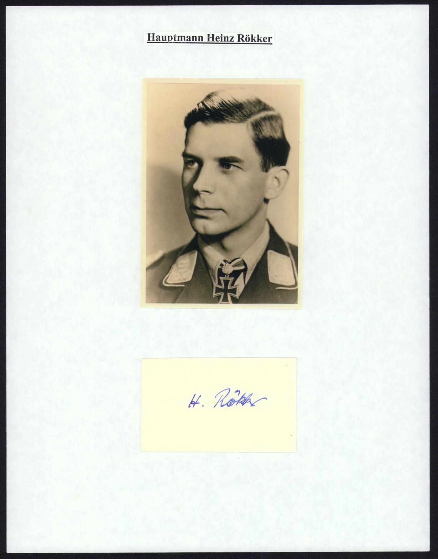 小驴勋章奖章收藏4月4日周六晚六点拍卖（珍爱和平，收藏战争，铭记历史，勿忘国耻，忠党爱国。有偿代拍，送拍规则在简介最后，参拍须阅读规则后再参拍，关系到运费包装发货时效真假辨别等关键信息，拍卖时不再发原图，看大图店主微信码在拍卖店铺介绍里） 最后的橡叶饰，夜战排名第8的Ju88夜间战斗机王牌Heinz Rökker战后字条亲签（照片现代）