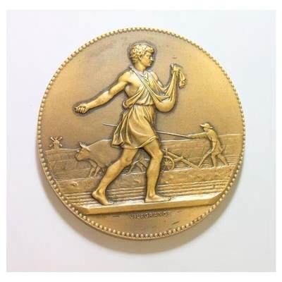 可评级 法国1900年前后 谷物播种男神高浮雕精制大铜章 50MM - 可评级 法国1900年前后 谷物播种男神高浮雕精制大铜章 50MM