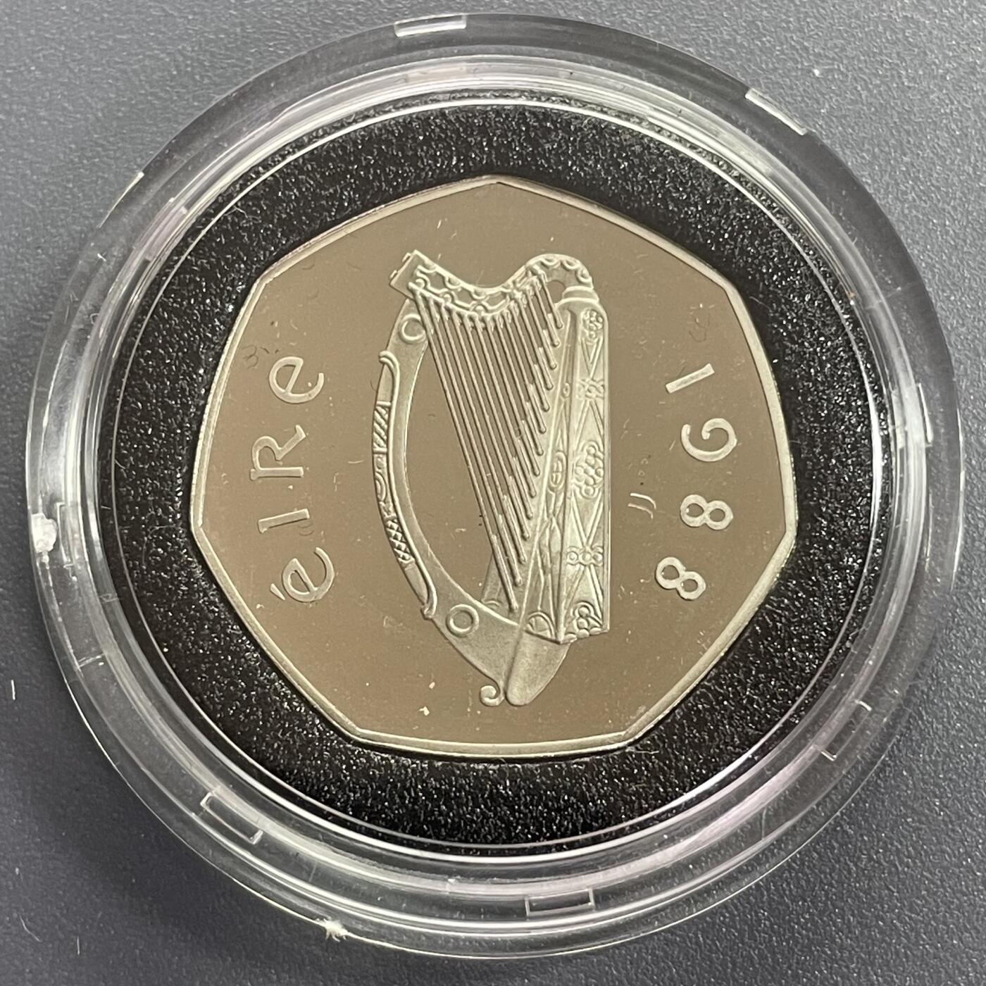 回流0406 原盒爱尔兰1988年都柏林建城1000周年50便士proof精制纪念币 发行量5万枚