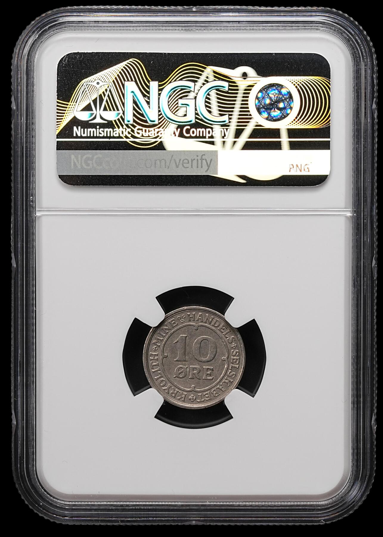 修遠堂世界钱币第110期 NGC AU58 1922年格陵兰伊维格图特冰晶石矿公司10欧尔代用币