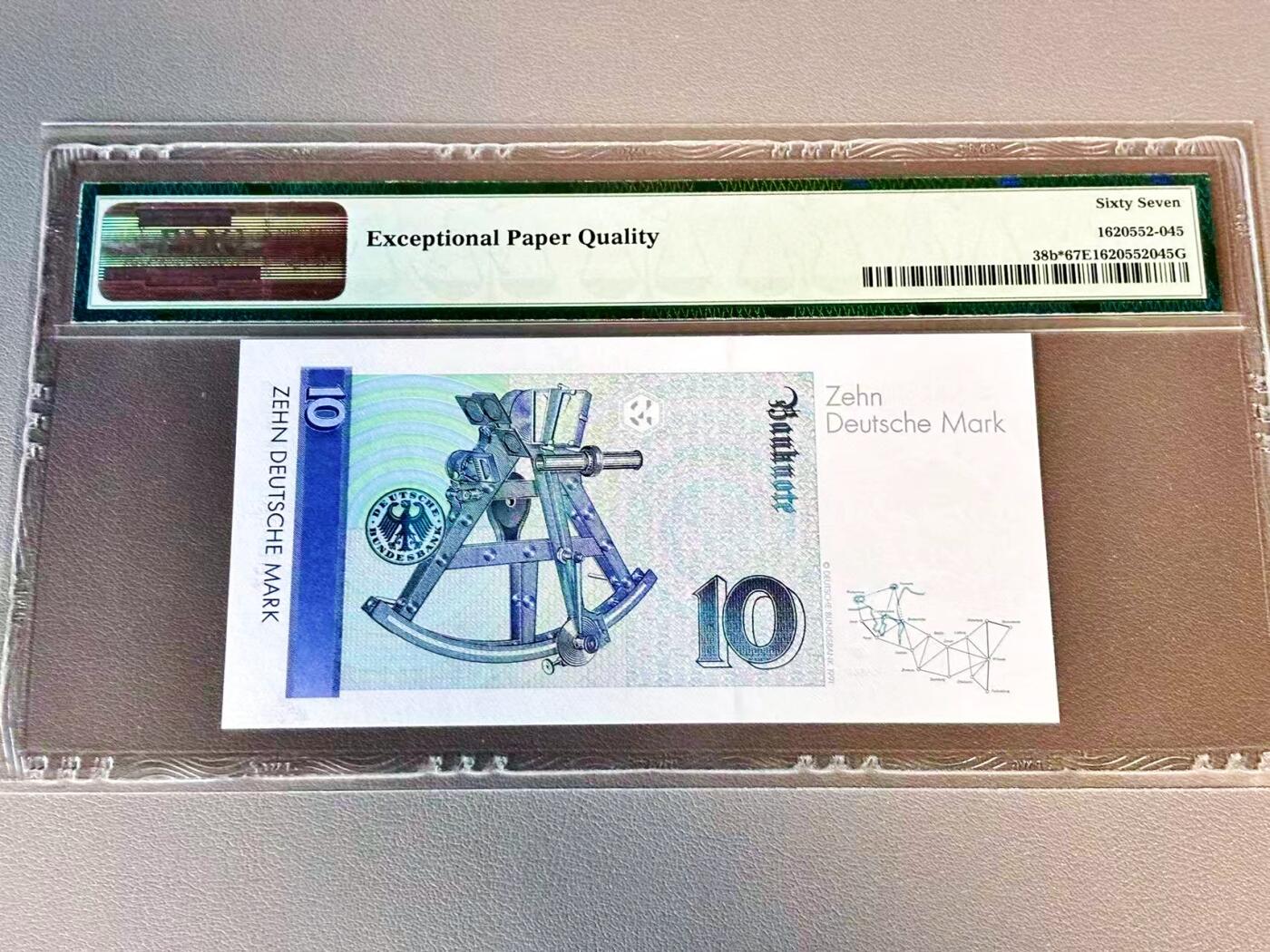 【Blue Auction】世界纸币精拍第804期——18级TOP拍卖/信誉/品质/专业/高效💫 【p38b*补号】德国 1991年10马克 PMG67EPQ 