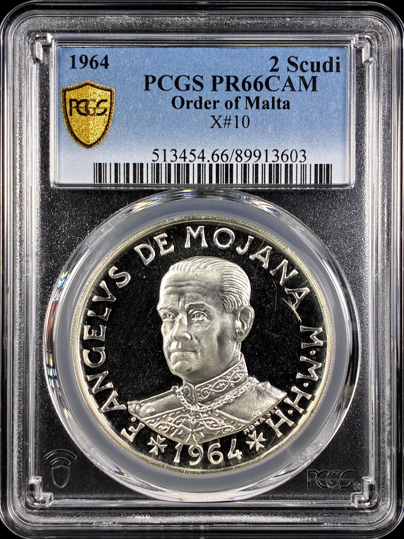 【雨安】【直播拍卖】【第0131期-评级币章】2026-04-04 周六 19:30 (金价1060, 银价18.08)  [评级现代] Order of Malta 马耳他骑士团 2Scudi 1964年 X#10 PCGS-PR66DCAM 精制币