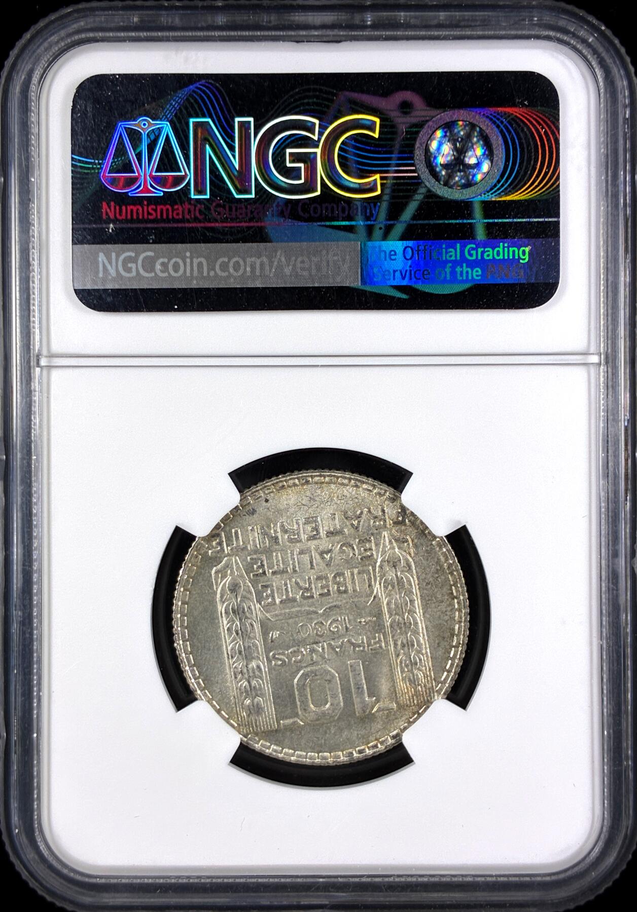 【雨安】【直播拍卖】【第0131期-评级币章】2026-04-04 周六 19:30 (金价1060, 银价18.08)  [评级法国] France 法国 10法郎 KM#0878 桂冠女神  [10.00 g.,  0.680 Silver] 1930年  NGC-MS61