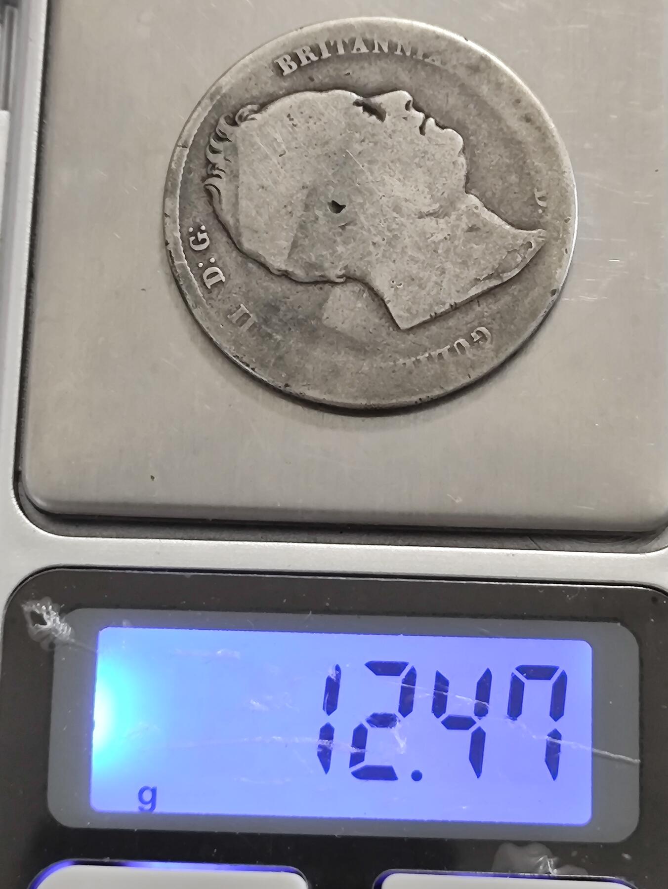 英国威廉四世1834-37年半克朗银币，925银，重12.47克