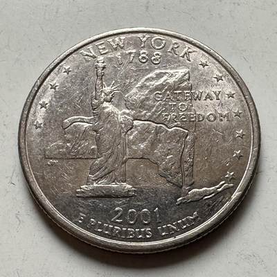 🌹外币初藏🌹🐯2026年第37场   每周二四六晚8️⃣点 接代拍 - 美国2001年纽约州25分纪念币