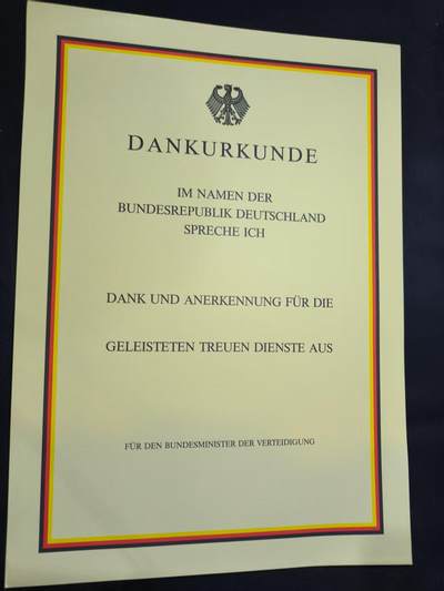 云宸嘉赏-勋臻佳藏四月精品甄选场次（低佣 一元一手） - 德意志联邦共和国国防部-忠诚服务致谢状