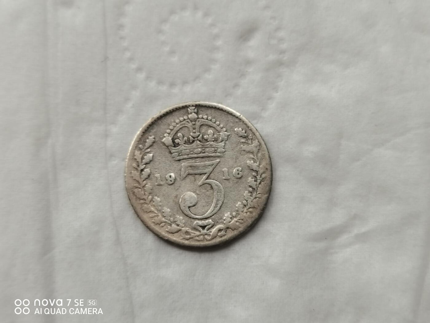 银币 1916年英国三便士银币