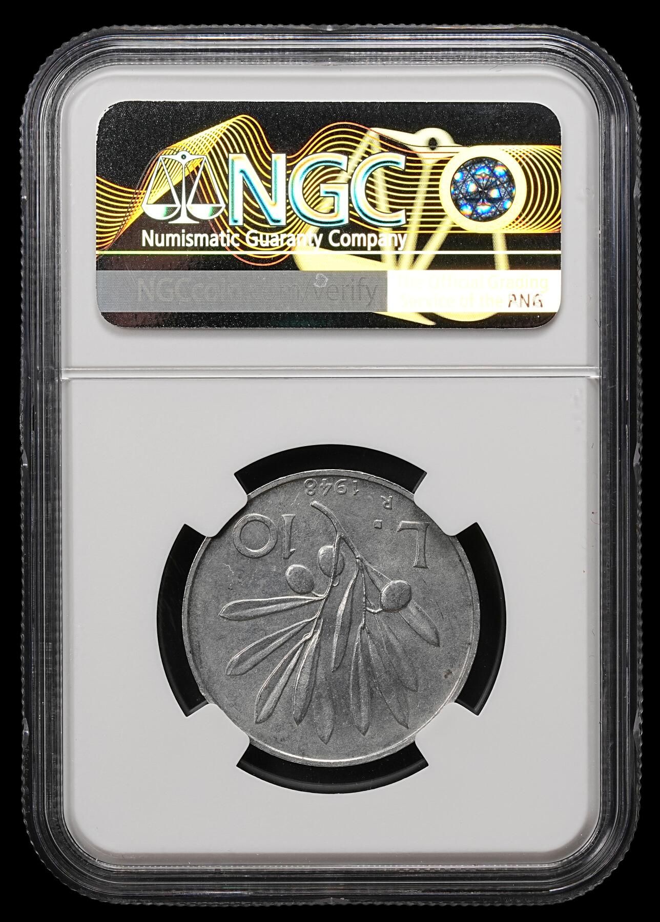 修遠堂世界钱币第110期 NGC MS63 1948年意大利10里拉