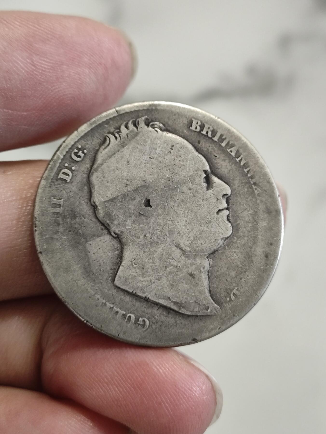 英国威廉四世1834-37年半克朗银币，925银，重12.47克