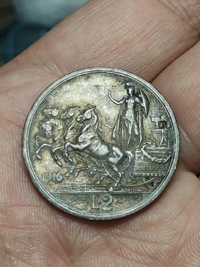 2026年第四十场(总第二百零九场）外国好品散币场(免佣金) - 意大利王国1916年2里拉银币(维托里奥·埃马努埃莱三世第三版，R标罗马造，835高银)