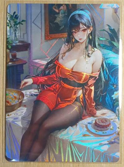 龙虎卡牌-八一场（满200元包邮，无佣金，每周六结拍，欢迎送拍） - 磨砂彩闪 鸡腿卡牌 大胸黑丝女孩