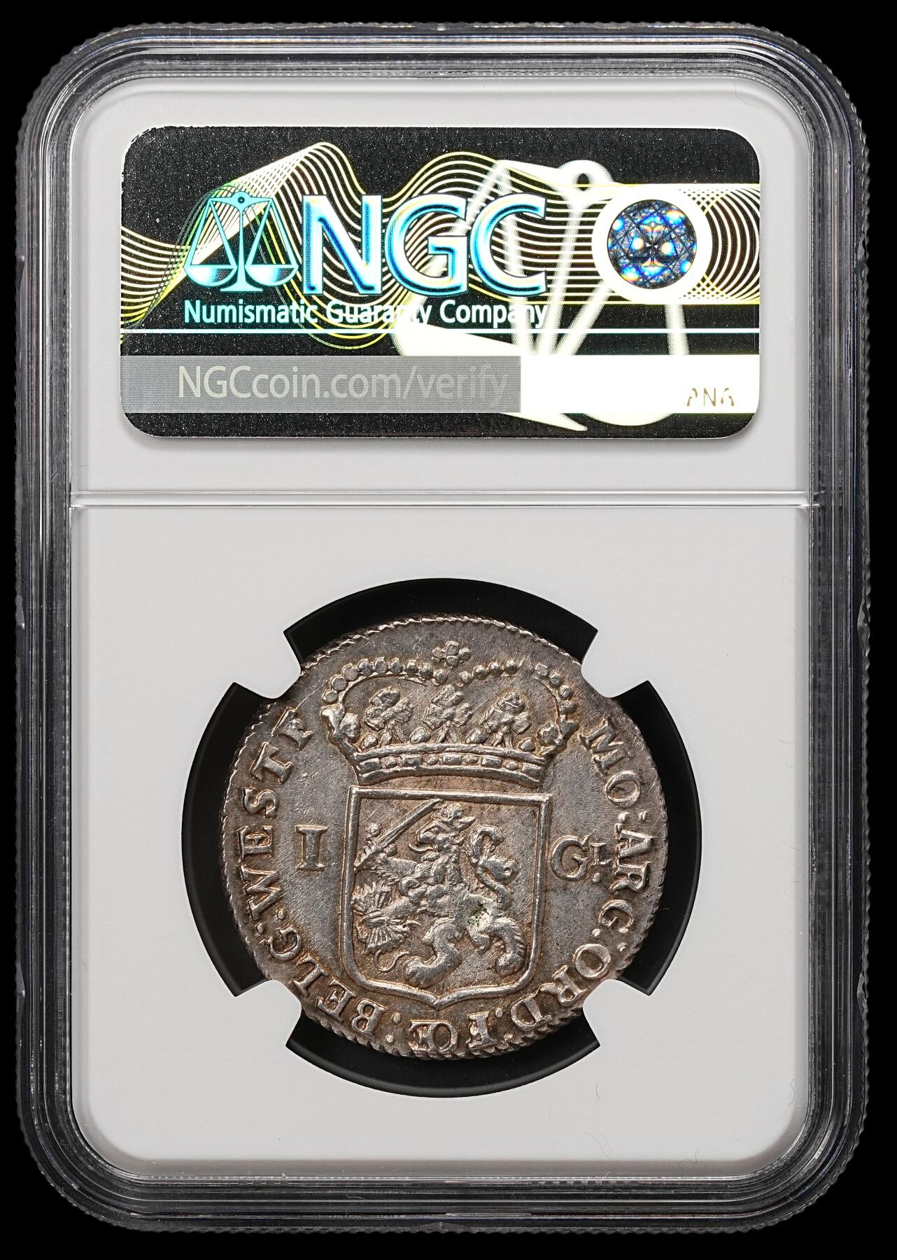 修遠堂世界钱币第110期 NGC MS66 1793年荷兰西弗里斯兰省站人1盾银币，顶级品相，冠军分