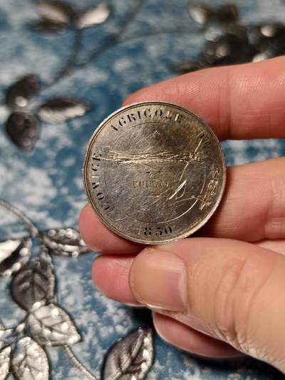 抚柳草堂-第二十六期章牌钱币  奖章勋章 满百包邮 放漏专场 1850法国地方农业竞赛银质奖章 二共时期 法国19世纪著名章牌雕刻师 Dubois作品 早期手指边铭 950银重17.1g 背面有划 边道一处轻微磕碰 