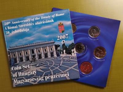 布加迪🐬～世界钱币(上海)🌾第 286 期 /  各国套币和散币 - 匈牙利🇭🇺 2007年 8枚套装卡册 ～罗马条约纪念币