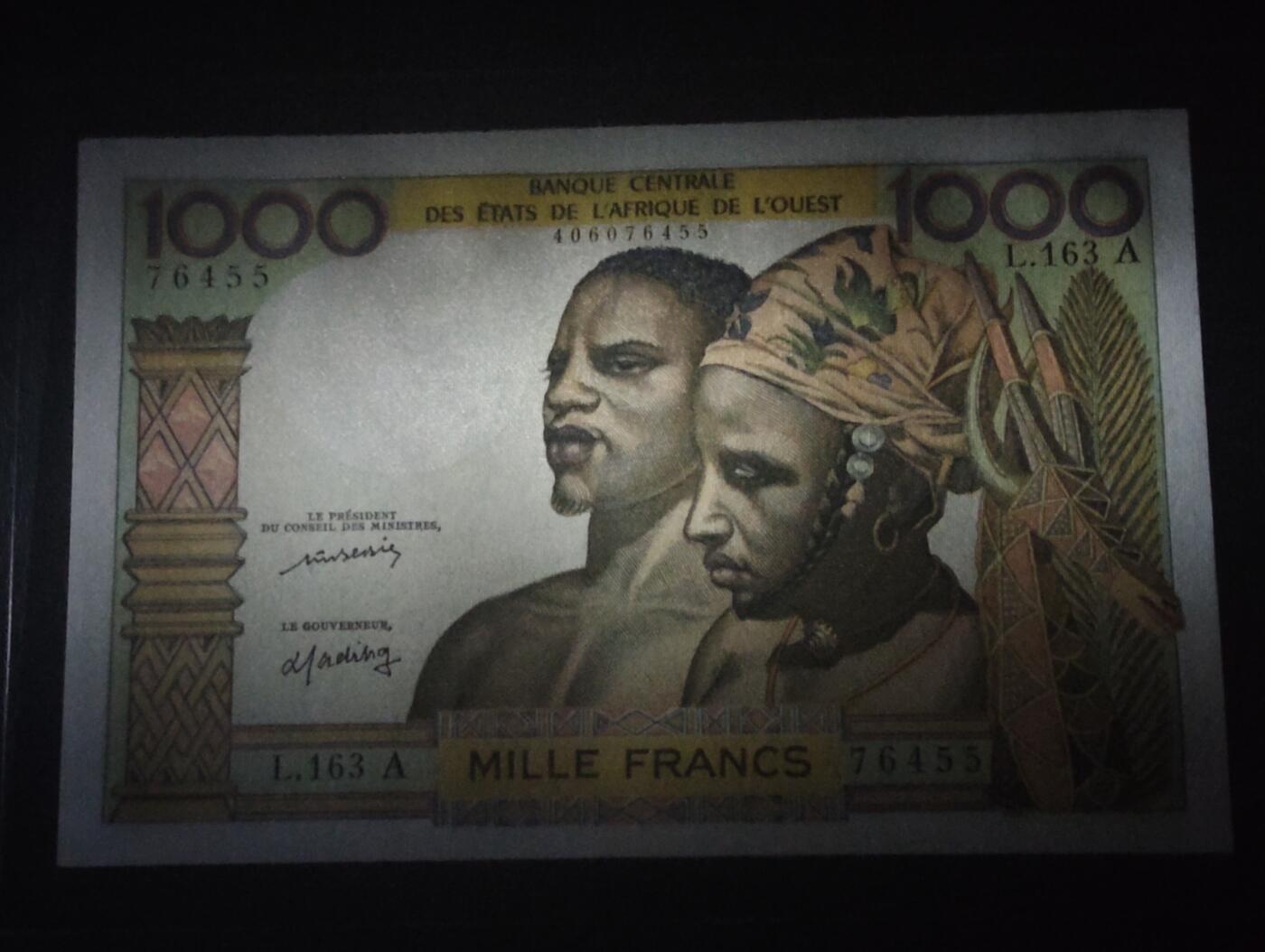 2026四月第一期，总222期 西非共同体1960版1000法郎UNC 科特迪瓦发行