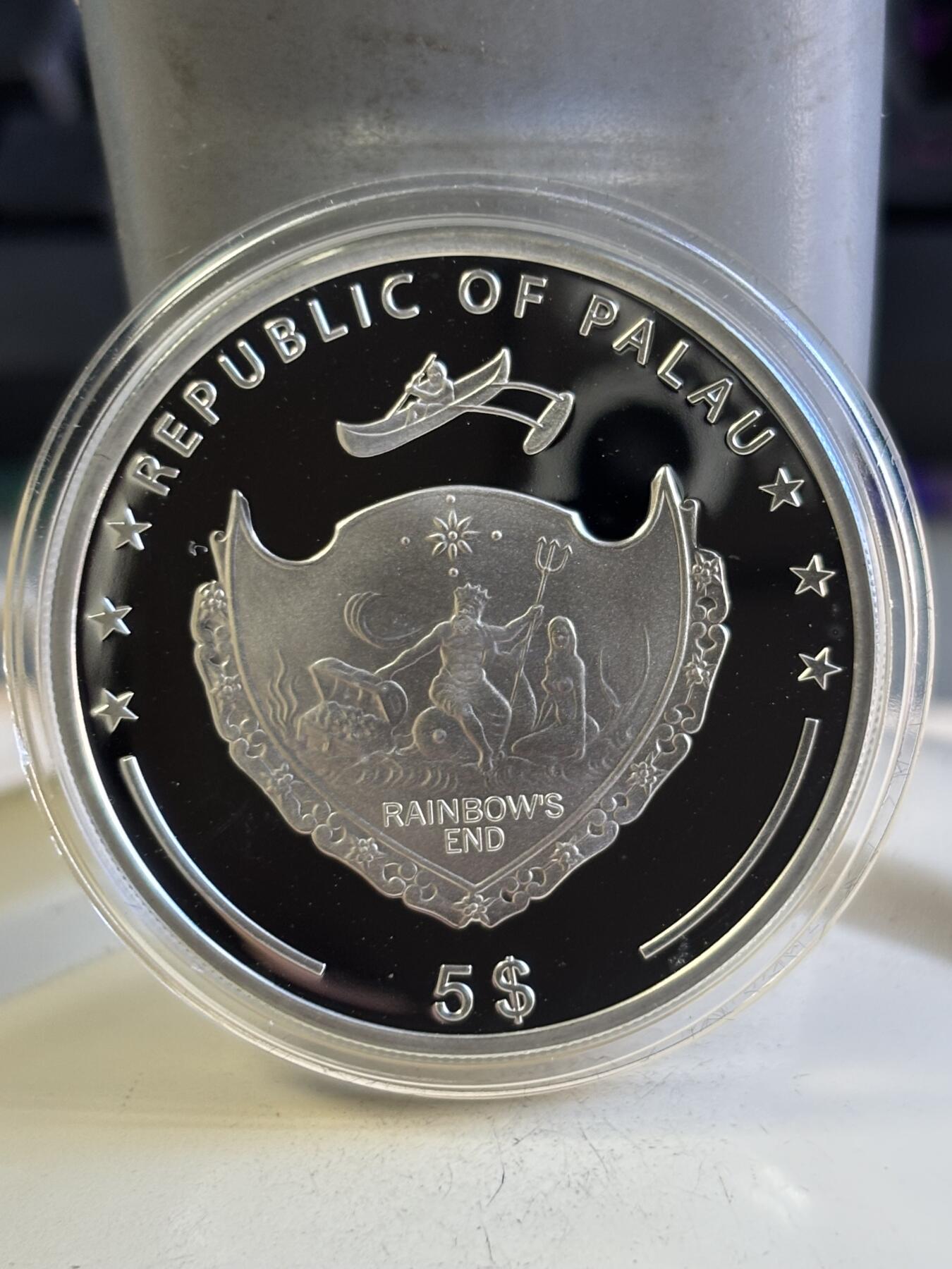 第196期拍卖 帕劳2010年文森峰山脉与花卉系列彩色纪念银币，925银，25克