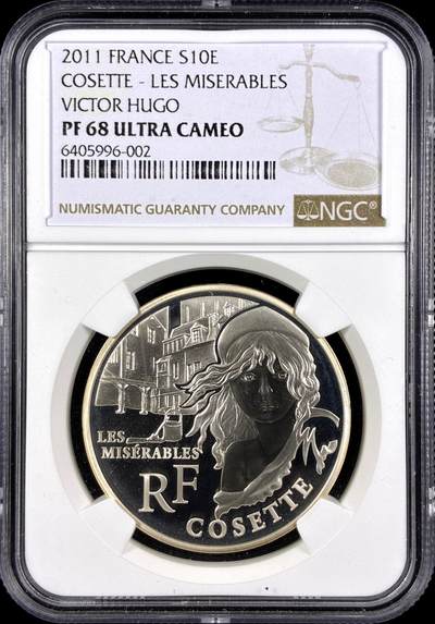 【雨安】【直播拍卖】【第0131期-评级币章】2026-04-04 周六 19:30 (金价1060, 银价18.08)  - [评级欧元] France 欧元 法国 10欧元 2011年 维克多·雨果 NGC-PF67UC 精制币