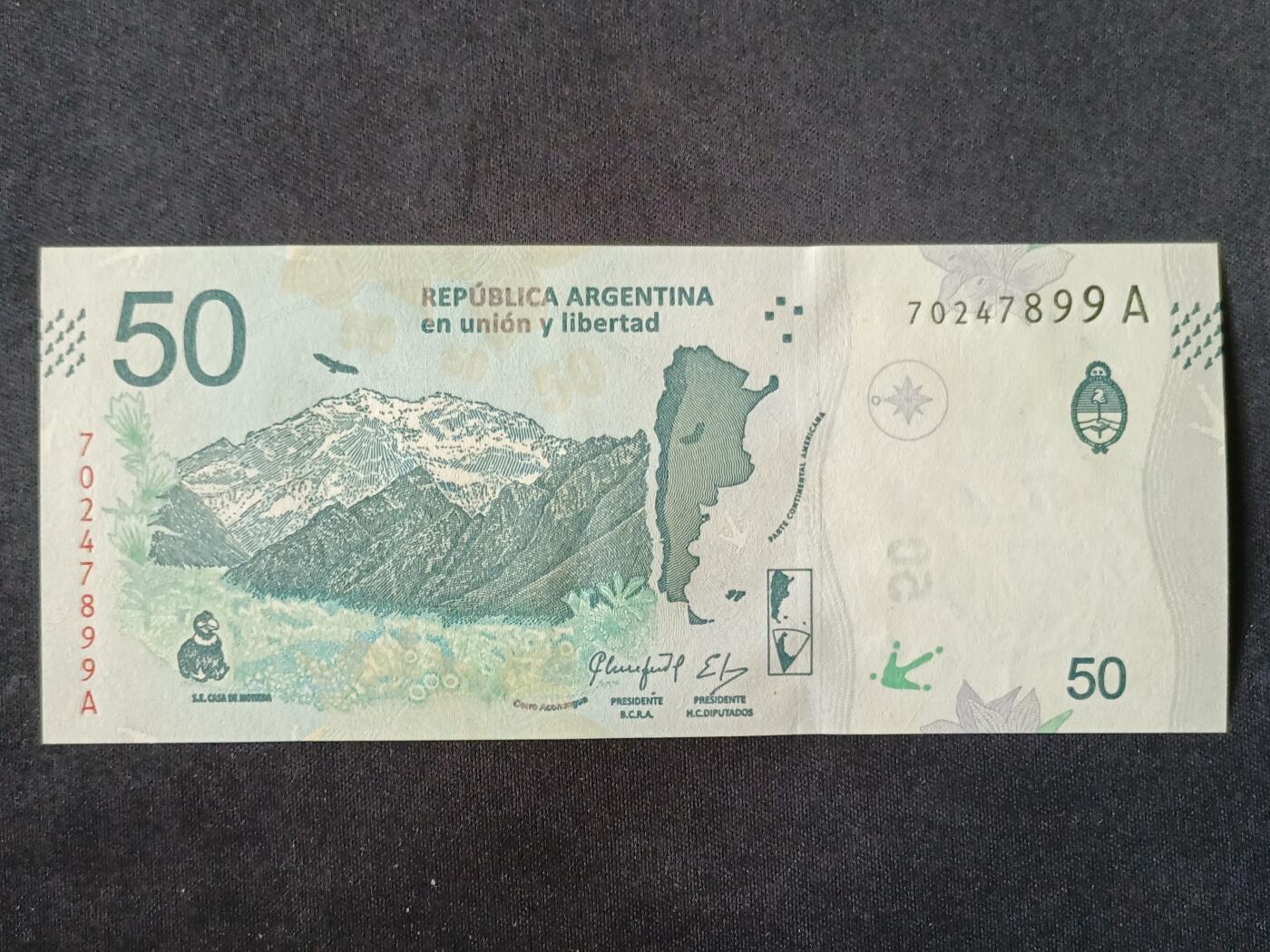 【游宝拍卖】丙午马年第18期 阿根廷-50比索【动物版 全新UNC】