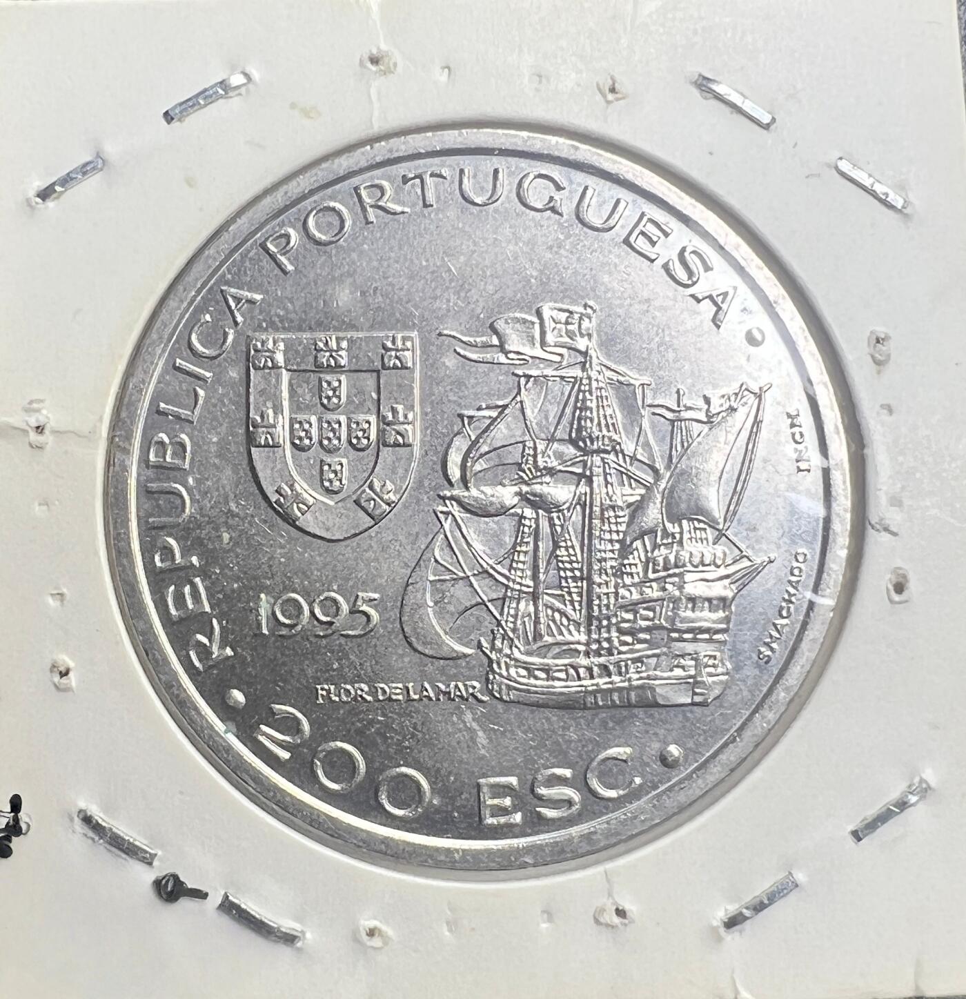 1995 年葡萄牙 200 埃斯库多纪念币 阿尔布克尔克 攻占马六甲 1511 大航海时代